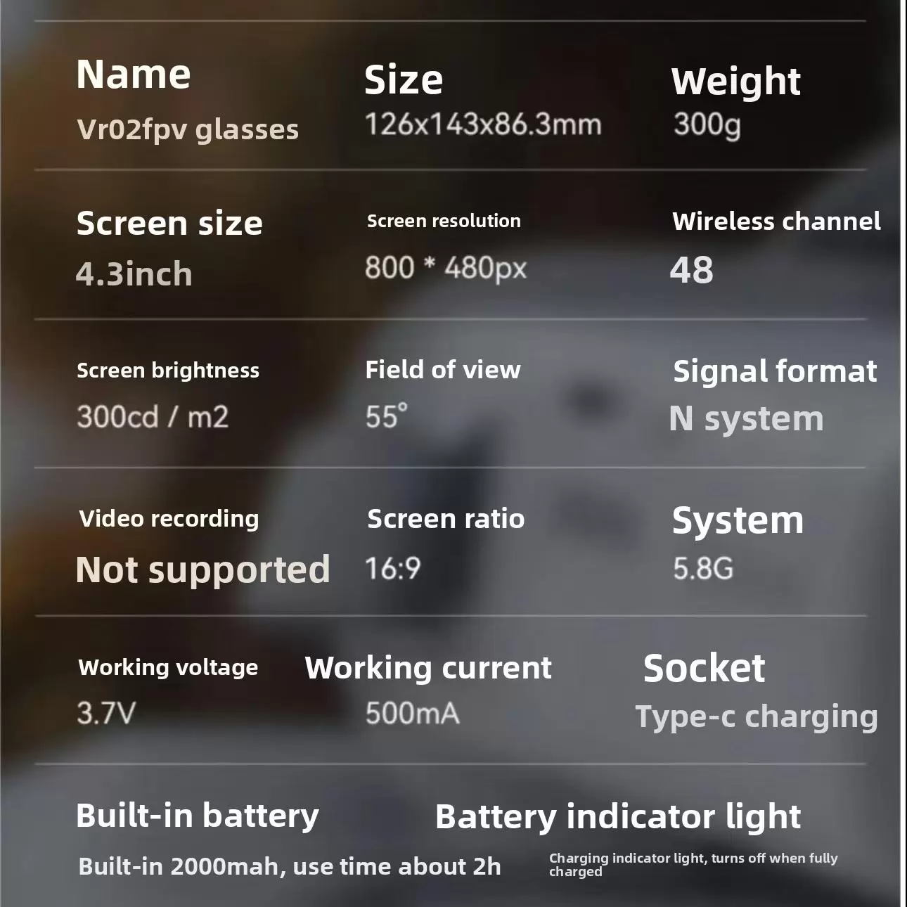 Стекло VR02 FPV